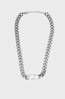 Мужское серебристое ожерелье Серебряный ONESIZE Diesel DX1433040