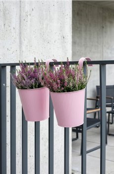Кашпо для підвішування на перила - пастельний рожевий