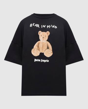 Черная футболка Bear in Mind с фактурным принтом логотипа Черная футболка Bear in Mind с фактурным принтом логотипа