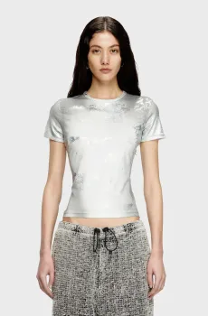 Женская серая футболка T-UNCUTIE Серый L Diesel A17654 0WIBN