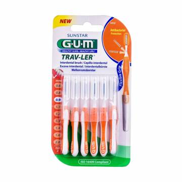 Набор межзубных щеток GUM Trav-Ler 0.9 мм, оранжевые, 6 шт Набор межзубных щеток GUM Trav-Ler 0.9 мм, оранжевые, 6 шт