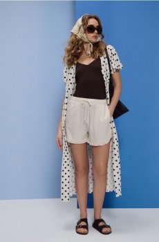 Шорти зі сумішшю льону - нюдовий