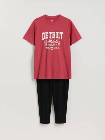 Reserved - Піжамний комплект із двох предметів із принтом - буряковий - 921ER-83X