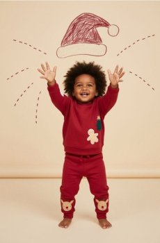 Світшот з круглим вирізом з різдвяним мотивом - бордовий