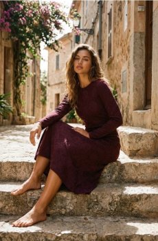 Жакардова максі сукня з квітковим візерунком - буряковий