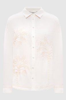 Рубашка цвета айвори с леном с вышивкой