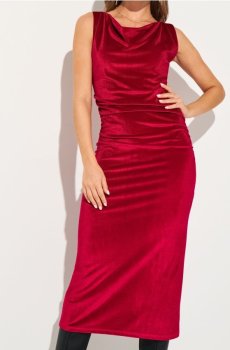 Велюрова сукня з драпіруванням - червоний