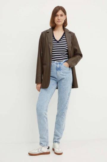 Хлопковая футболка Tommy Hilfiger женский цвет синий WW0WW40584 Хлопковая футболка Tommy Hilfiger женский цвет синий WW0WW40584