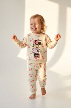 Бавовняний комплект з принтом Minnie Mouse - кремовий
