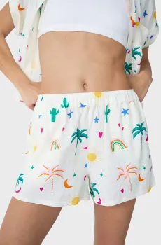 Женские белые льняные шорты с узором FABIOLA Белый S Etam 6552322