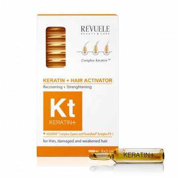 Активатор для роста волос Revuele Keratin+ Hair Activator для тонких, поврежденных и ослабленных волос, 8*5 мл Активатор для роста волос Revuele Keratin+ Hair Activator для тонких, поврежденных и ослабленных волос, 8*5 мл