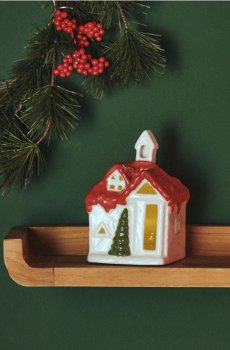 Святкова лампа у формі будинку - червоний