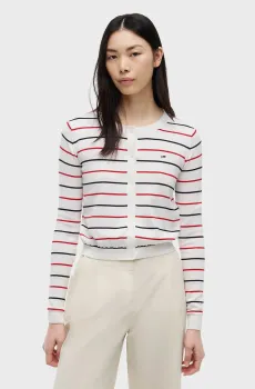 Женский белый кардиган в полоску ESSENTIAL CREW NECK CARDIGAN Белый M Tommy Jeans DW0DW20976