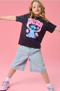 Бавовняні джинсові шорти з еластичним поясом - синій