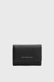 Женский черный кошелек TH LOGOTAPE TRIFOLD Черный ONESIZE Tommy Hilfiger AW0AW17477