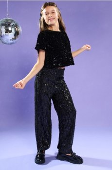 Елегантна блузка з блискучими паєтками - чорний