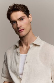 Reserved - Лляна сорочка regular fit - бежевий - 032IS-08M
