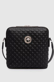 Черная кожаная сумка с тиснением Asia