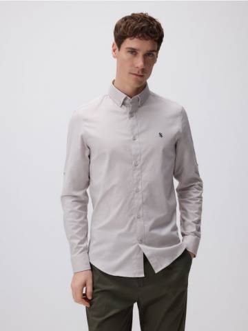 Reserved - Сорочка slim fit із високим вмістом бавовни - бежевий - 616DR-08X Reserved - Сорочка slim fit із високим вмістом бавовни - бежевий - 616DR-08X