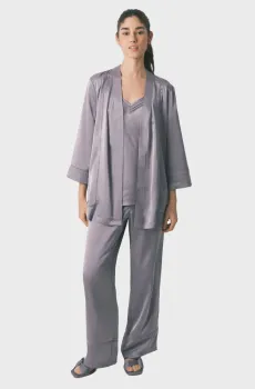 Женская серая пижама (халат, топ, брюки) Серый M womensecret 2543701
