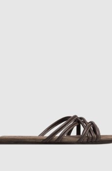 Коричневые кожаные шлепанцы