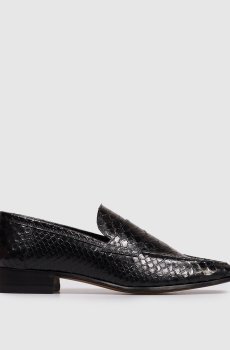 Черные кожаные лоферы ALAIN с тиснением под кожу рептилии