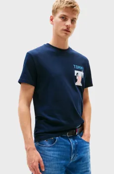 Мужская темно-синяя футболка REG USA SCRIPT Синий S Tommy Jeans DM0DM21914