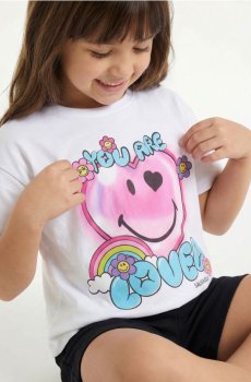 Бавовняна футболка з принтом Smiley - білий