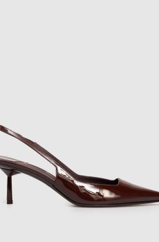 Бордовые кожаные лакированные слингбеки AMELIA