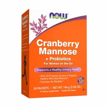 Клюква и манноза + пробиотики NOW foods Cranberry Mannose + Probiotics для женщин в дороге, в стеках, 24*6 г Клюква и манноза + пробиотики NOW foods Cranberry Mannose + Probiotics для женщин в дороге, в стеках, 24*6 г