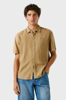 Мужская бежевая льняная рубашка PERCY Бежевый S Pepe Jeans PM3091193