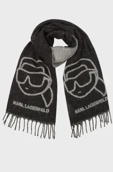 Женский черный шерстяной шарф ikon jkrd wool Черный ONESIZE Karl Lagerfeld A4W33051