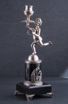 Серебряный подсвечник ручной работы "Бегущий мальчик" 23186