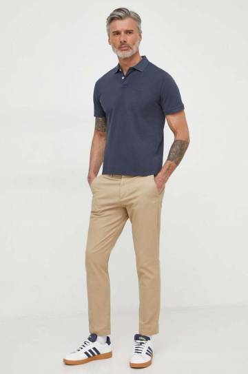 Хлопковое поло Pepe Jeans NEW OLIVER GD цвет синий однотонный PM542099 Хлопковое поло Pepe Jeans NEW OLIVER GD цвет синий однотонный PM542099
