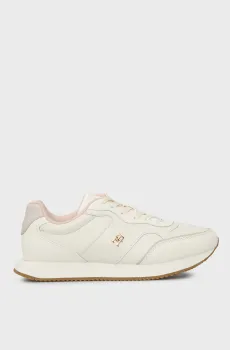 Женские бежевые кожаные кроссовки RUNNER Бежевый 36 Tommy Hilfiger FW0FW08696