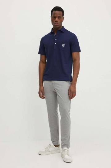 Хлопковое поло Polo Ralph Lauren цвет синий с аппликацией 710952180 Хлопковое поло Polo Ralph Lauren цвет синий с аппликацией 710952180