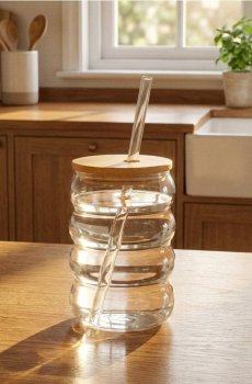 Багаторазовий стакан з соломинкою - clear