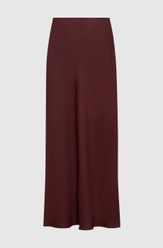 Бордовая юбка с льном