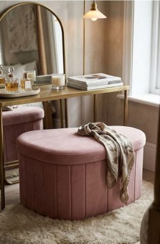 Пуф із ящиком - пастельний рожевий