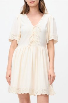 Reserved - Сукня з додаванням льону - нюдовий - 447JO-02X