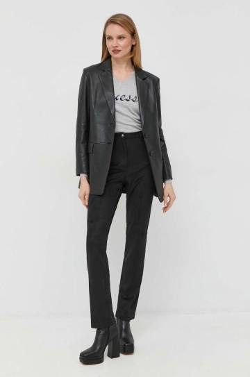 Брюки Guess женские цвет чёрный прямое высокая посадка Брюки Guess женские цвет чёрный прямое высокая посадка