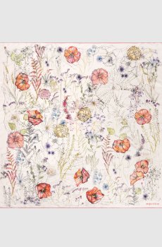 Белый платок из шелка в цветочный узор Spider