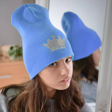 Шапки Lemanta Шапка для дівчаток блакитна (корона серебро) Шапки Lemanta Шапка для дівчаток блакитна (корона серебро)