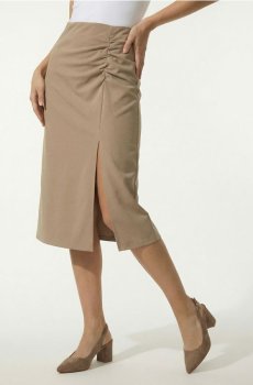 Спідниця міді з драпуванням - бежевий