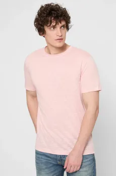 Мужская розовая льняная футболка BECKHAM x BOSS Розовый L BOSS 50552243;673