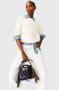 Женский белый шерстяной джемпер Белый 38 MAJE MFPPU00988_Ecru