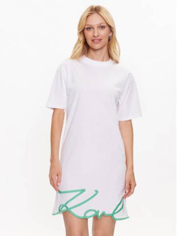 KARL LAGERFELD Повсякденна сукня Signature 231W1357 Білий Relaxed Fit KARL LAGERFELD Повсякденна сукня Signature 231W1357 Білий Relaxed Fit