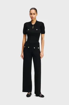 Женские черные брюки BUTTON KNIT PANTS Черный M Karl Lagerfeld A2W10146