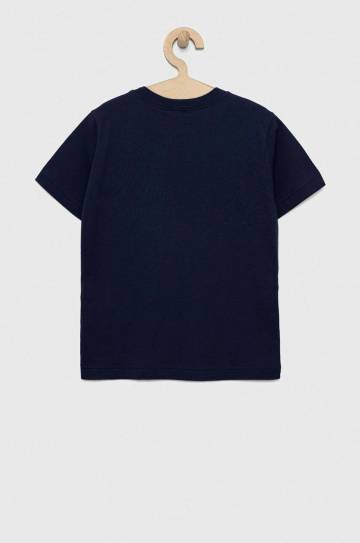 Детская хлопковая футболка United Colors of Benetton цвет синий однотонная Детская хлопковая футболка United Colors of Benetton цвет синий однотонная