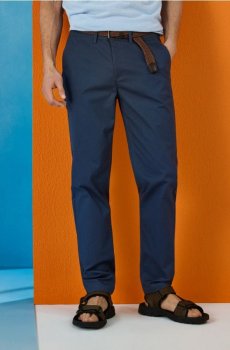 Штани-чиноси slim fit із ременем - синій